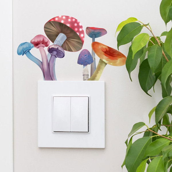 1 st Mushroom Väggdekaler, Ljusströmbrytare Dekoration Dekaler, Strömbrytare Dekaler, Mushroom Lysande Väggdekaler, Lysande Väggdekal