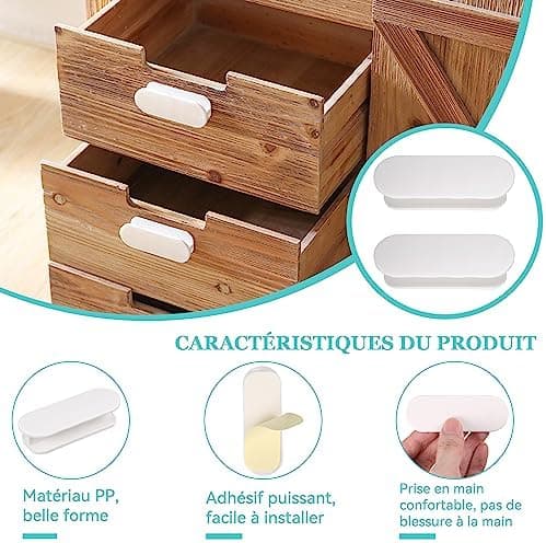 9x3.2x2cm Pakke med 2 selvklæbende balkondørgreb