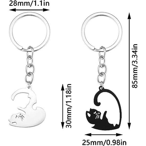 Par Keychain, Hjerteformet Katteelsker Nøglering Venskab