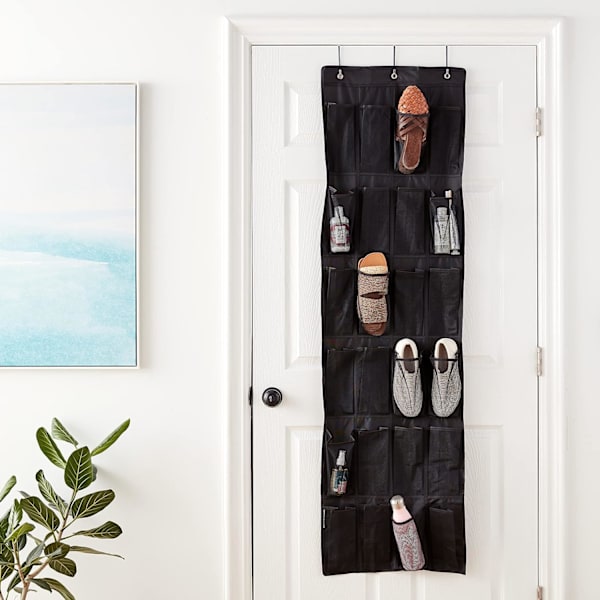 163x48 cm, sort, Dørhængende opbevaring med 24 lommer