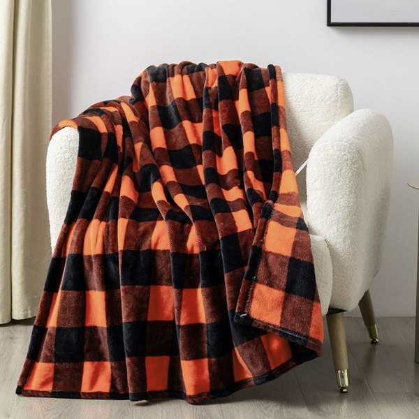130x150cm Halloween tæppe orange og sort flanel tæppe til sofa soveværelse stol hjem indretning lys