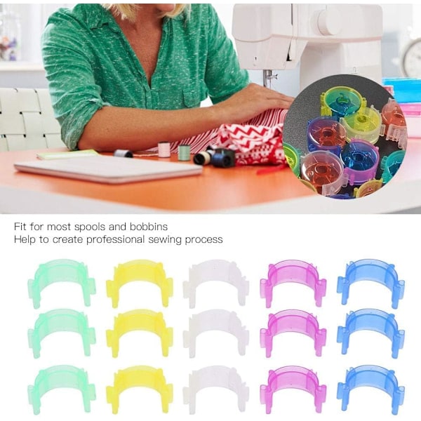 50 STK. Sytrådsspoleclips Plastik Spoleholder Clips Spoleclips Holdere Forhindrer Trådender i at Rulle Ud Spoleholder Clips til Tråd