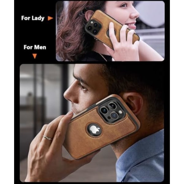 Design Kompatibel med iPhone 16 Pro Etui Luksus Lær Business Vintage Slank Sklisikker Myk Grep Støtsikker Beskyttende