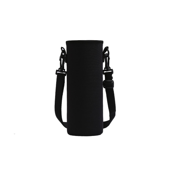 Bottle Carrier L, Black Neoprene Tote Bag 1000ml with Adjustabl