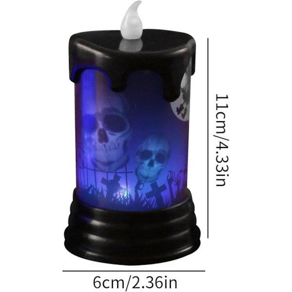 Halloween liekittömät kynttilät, Halloween LED liekittömät kynttilät - paristokäyttöiset aidot vaha LED-pilarit C
