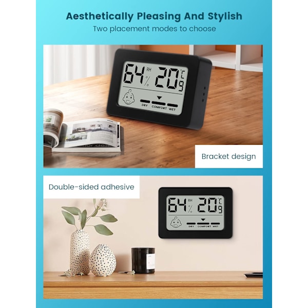 (SVART - 1 ST) Mini digital inomhus termometer hygrometer, Hig