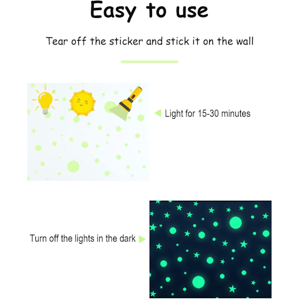 Luminous Stickers, 435 st Phosphorescerande Stjärnor - Självhäftande Dekaler för Barn, Tak, Fluorescerande Dekaler för C