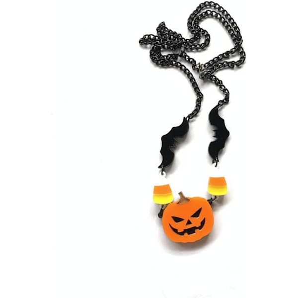 Pingyongchang Halloween Søt Gresskar Akryl Halskjede for Kvinner Punk Kult Flaggermus Henge Smykke Halloween Kostyme Tilbehør