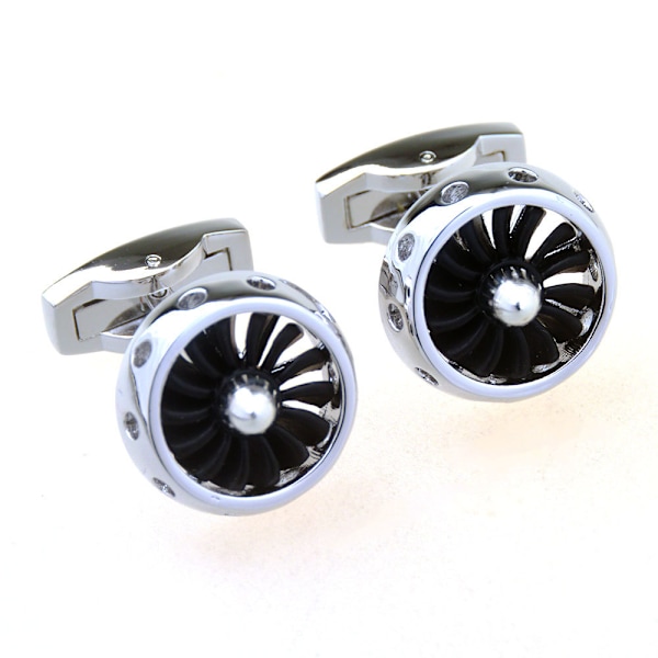 Propellermotor-Fan Flyvemaskine Propeller Par Manschetknapper i en Præsentation Gaveæske &amp; Polerklud