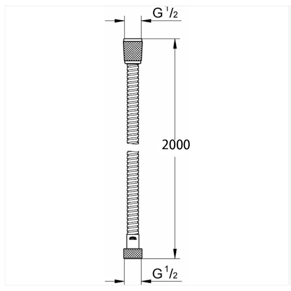 Metal 2000mm forkromet metalslange, 1/2\" universal dyse