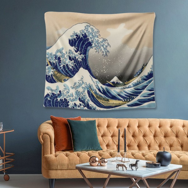 Tapisserie indienne ( 130x150cm) Kanagawa Large Wave Mandala Wa