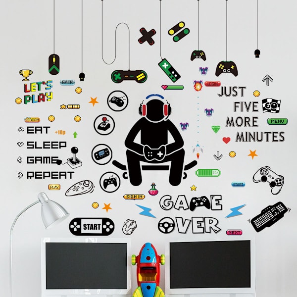 Gamer Værelses Dekoration Spil Vægsticker Dekal Gamer Dekaler Dreng