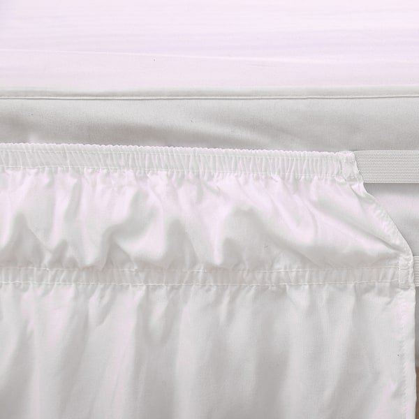 （Hvid，153x203cm+40cm）Elegant komfortelastisk sengenederdel med frynser og kvaster på toppen - Wrinkle Re