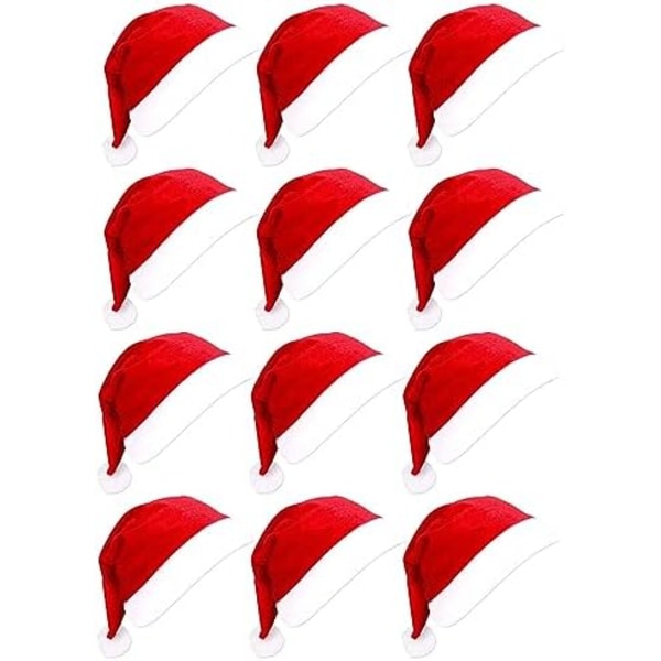 12 st Santahattar, Santahattar i bulk för vuxna, röda klassiska julhattar för julparty