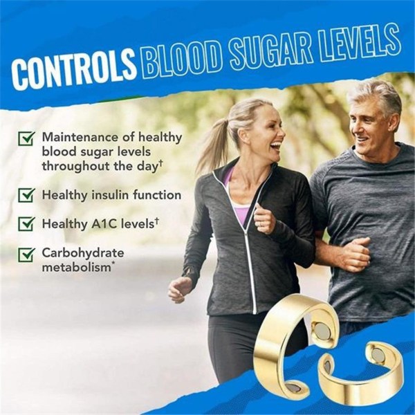2 stk. Blodsukkerkontrolring, Magnetisk Terapi-ring, Adju