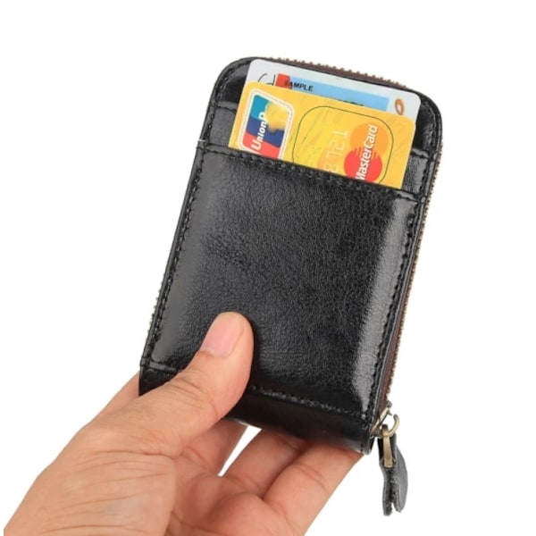 RFID-korthållare i äkta läder, svart