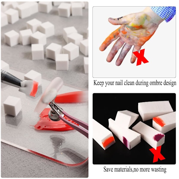 50 st Mjuka Nagelsvampar för Ombre, Nagelsvampar för Nagelkonst med Gripppenna, Ombre Nagelborste, Manikyr Nagelkonstverktyg, Professionella Tillbehör
