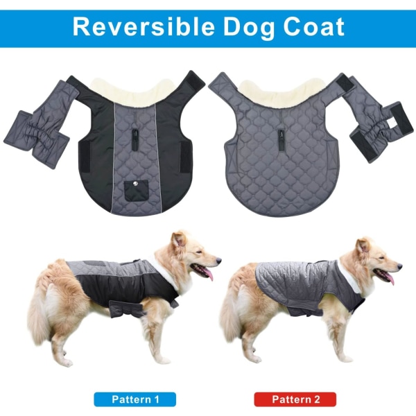 (XL, mörkgrå)Vinterkappa för hund, varm hundjacka, vattentålig