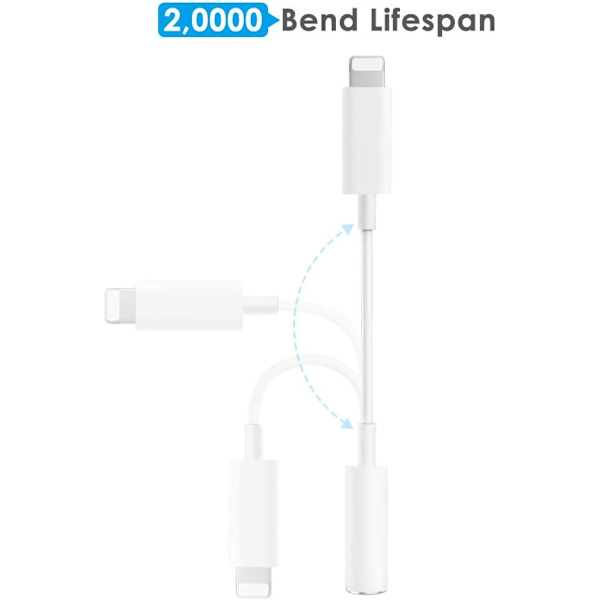 2-pak iPhone Jack Adapter Lightning Adapter 3,5 mm Jack Plug Earp