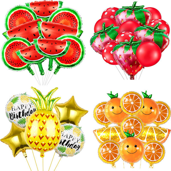 9 stk. orange folie balloner orange mylar balloner tegneserie frugt folie balloner til sommer tema fødselsdagsfest dekorationer