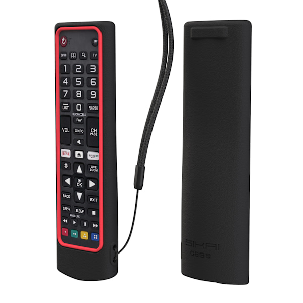 Beskyttende LG fjernkontrolldeksel kompatibel med LG fjernkontroll AKB75095307/AKB75375604/AKB75675304, Black Red