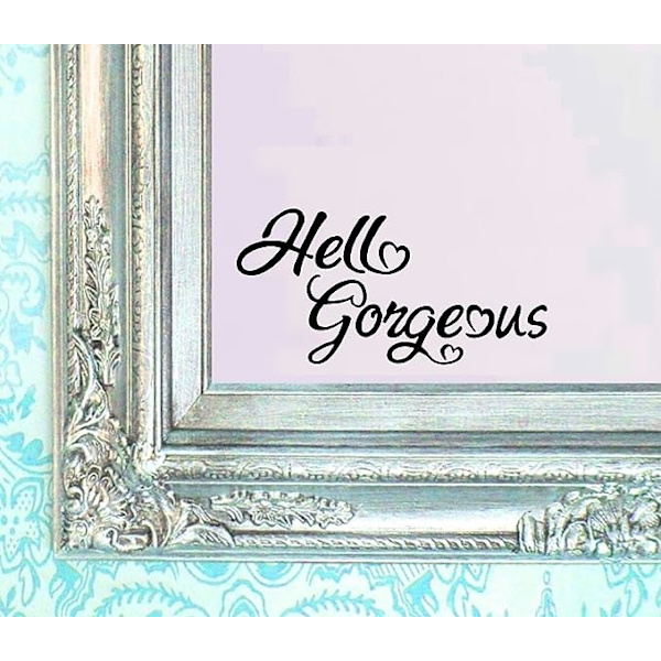 2 kpl Hello Gorgeous -tarra, kylpyhuoneen peilin seinätaide M