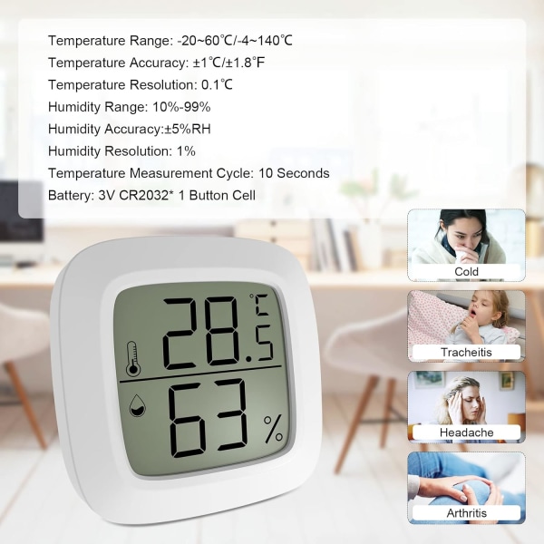 1 stk. Indendørs termometer Indendørs hygrometer, Mini bærbar hygrometer