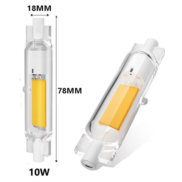 Pakke med 1 varm hvid R7S halogenpære 78mm 10W 220V, R7S halogen