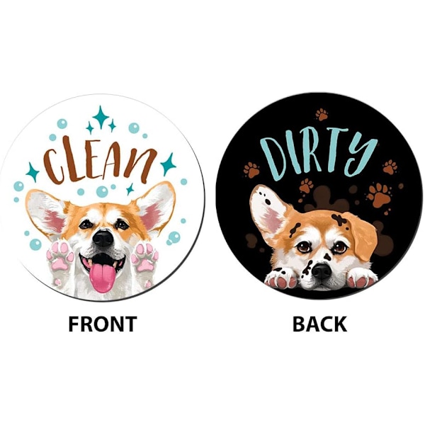 3,5 tuuman astianpesukoneen puhdas/likainen -kyltti, kaksipuolinen koriste keittiön astianpesukoneeseen, Pembroke Welsh Corgi