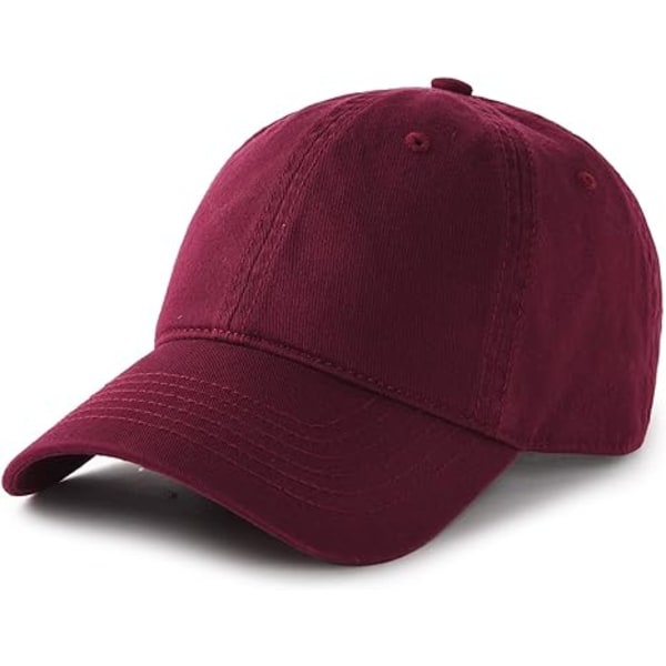 1 stk Unisex Vintage Vasket Ustrukturert Baseball Cap Vasket Bomull Myk Lue Justerbar Uni Burgundy