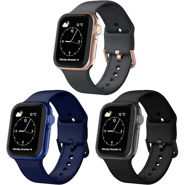 3 kpl Yhteensopivat Apple Watch -rannekkeet 45 mm, 44 mm, 42 mm, S