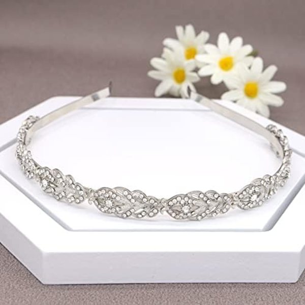 Blomsterdesign Rhinestone Kristall Bröllopspannaband Brudhuvudbonader Enkel Design Bröllopspannaband