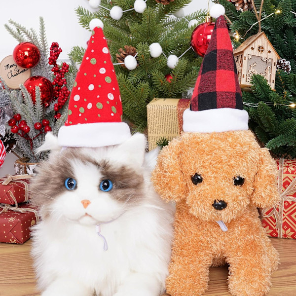 6 stycken jultomteluvor för hundar och katter, söta kostymer för valpar och kattungar, julcosplay, klä upp sig, tillbehör