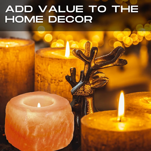 Saltlys Tealight Holder Naturlig Form Original Tea Light Holder Naturlig Steinsalt 2.1 lbs Hver Lys - Pakke med 4