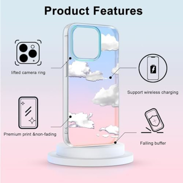 Söt Klar Kristall Design för iPhone 13 Skal 6.1 tum 2021 Släppt, Stötsäker Skyddande Telefonfodral Smalt Omslag för W