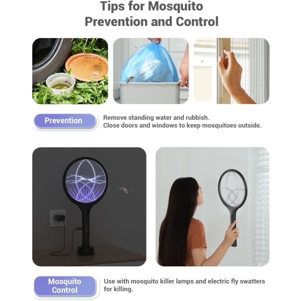 Elektrisk flugsmälla 4000V Bug Zapper Racket Dual Modes Myggdödare med Lila Mosqui