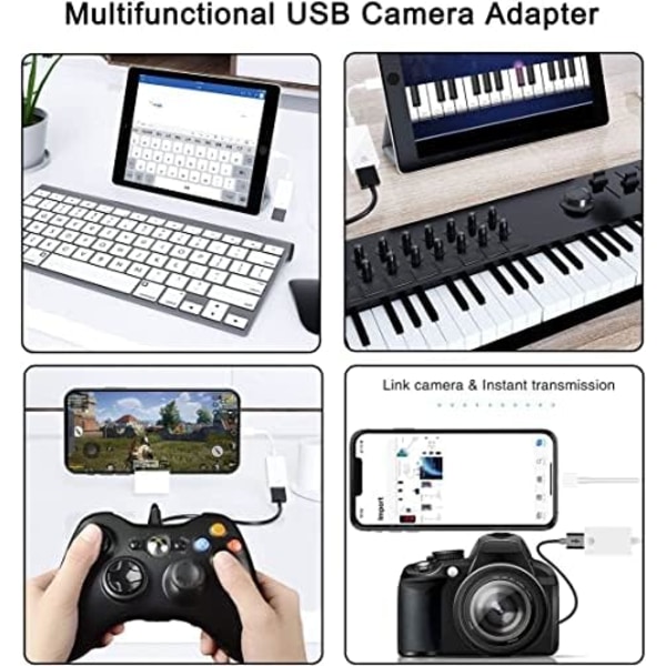 Lightning-USB-kamerasovitin iPhone/iPadille, naaras USB 3.0 OTG-kaapeliadapter tukee kameran, USB-muistitikun liittämistä