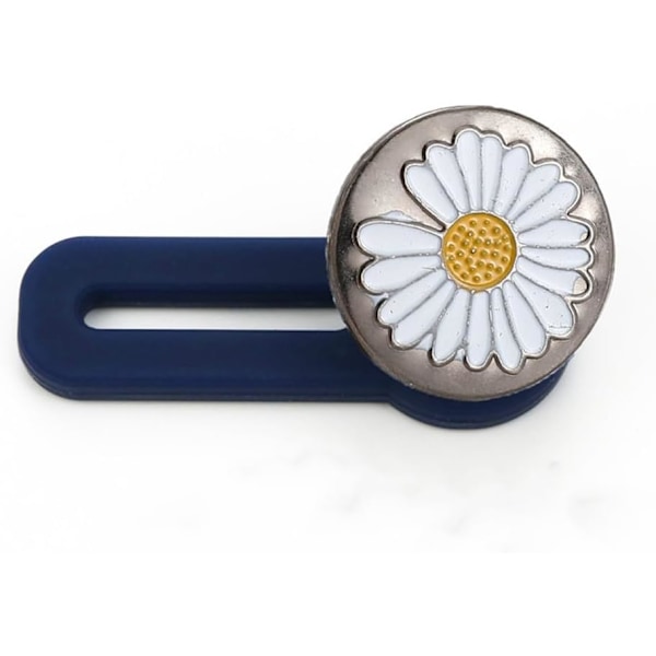 3 st Avtagbara Metallnålar Fästanordning Byxnål - Infällbara Knappar Sömnadsfria Spännen för Jeans, 35mm, Gun Black Daisy