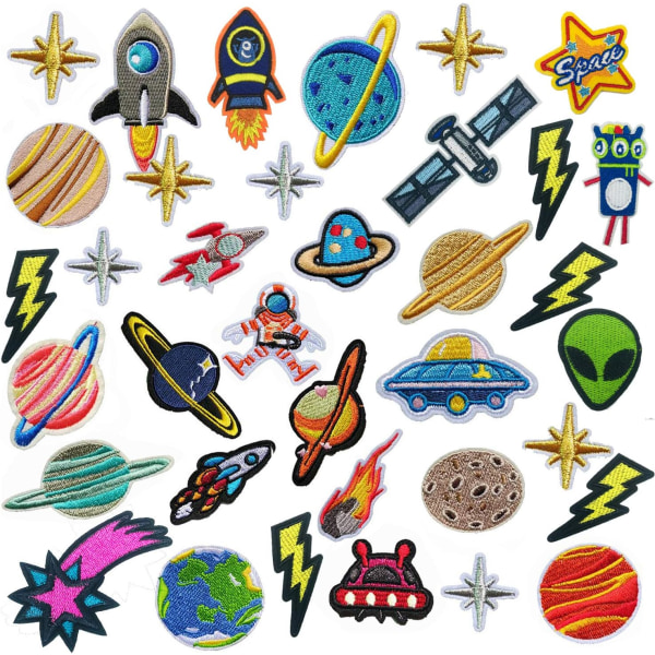 35 STK Iron on Patches Solar System Applique Stickers Embroi