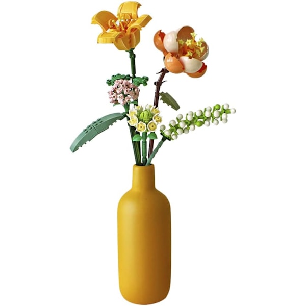 (Pas de Vase)Bouquet de Fleurs Bloc de Construction-Jaune, 547