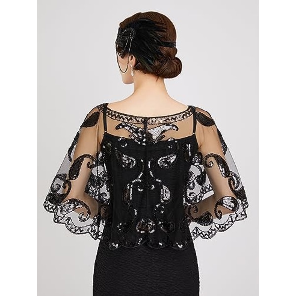 Kvinders 1920'er Flapper Sjal, Sequinbesatte Sjal og Wraps til Aftenskjoler/Fester/Bryllupper/Formelle Anledninger/Harlem-aften