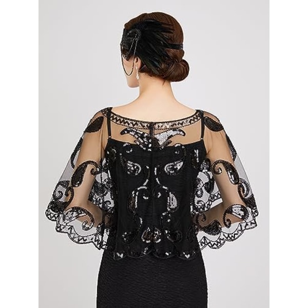 Kvinners 1920-talls Flapper Sjal, Sekvensømte Sjal og Wraps for Aftenkjole/Fest/Bryllup/Formelle Anledninger/Harlem-kveld