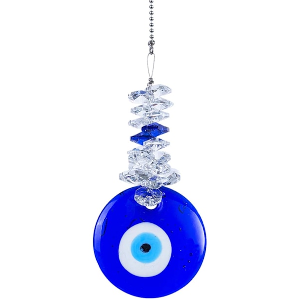 Blå Glas Ondt Øje Talisman med Krystalperler - Held og Lykke Charm, Hjem, Kontor, Bil Dekoration, Velsignelse Ornament, Refl