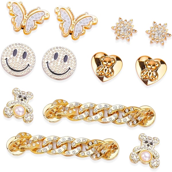 12 stk. Bling Sko Charms til Kvinder og Piger Bling Sko Kæde til Sandaler og Slippers, Søde Sko Tilbehør til Gaver