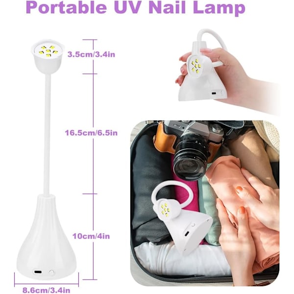 Hvit UV-lampe negle tørketrommel, 18W LED UV-lampe gel rask tørking