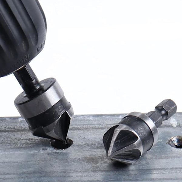 3 st 90 graders fasningfräs 5-bladig försänkningsfräs 12mm/16mm/19mm Träfräs 1/4\" Hex Kolstål Trä