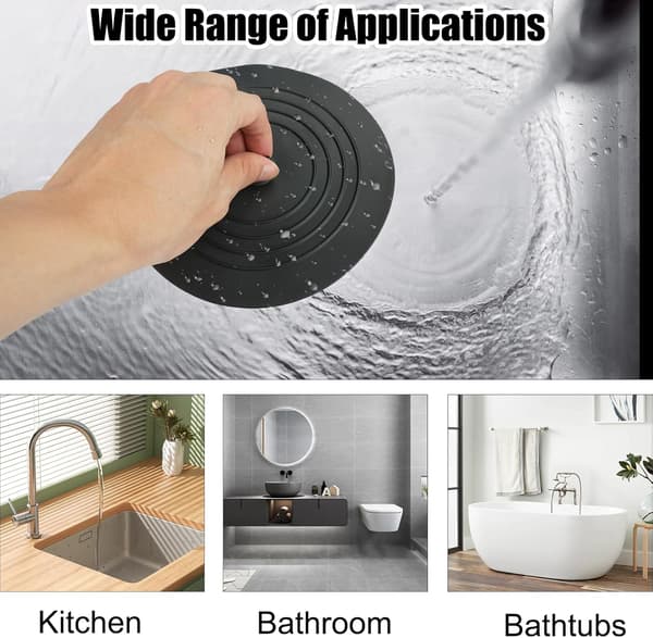 Pieces Silikon Avløps Plugger, 15CM Universal Badekar Plugg, Vask Plugg, Bad Vask Plugg, for Dusj, Badekar, S