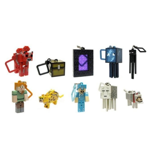 Lot of 10 Minecraft Removable keychain, Minecraft moving block pe