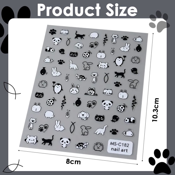 4 Ark Katt Nagelstickers Dekaler för Barn