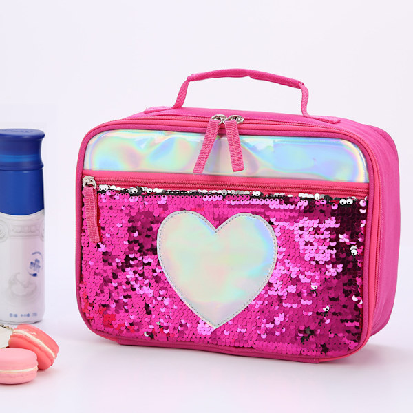 Flickor Lunch Bag, Sequin Cooler Bag, Barn Flap Färgändring 1